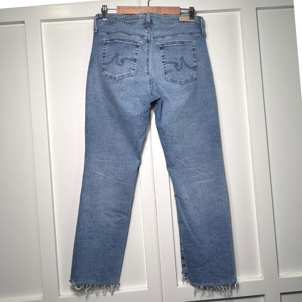 AG Adriano Goldschmied Farrah Boot Crop High Rise Jeans Light Wash Raw Hem 32 - Picture 2 of 9